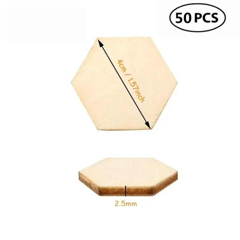 50PCS 4CM Unfinished Wood Hexa - đánh giá và giá Oud Wood Chip