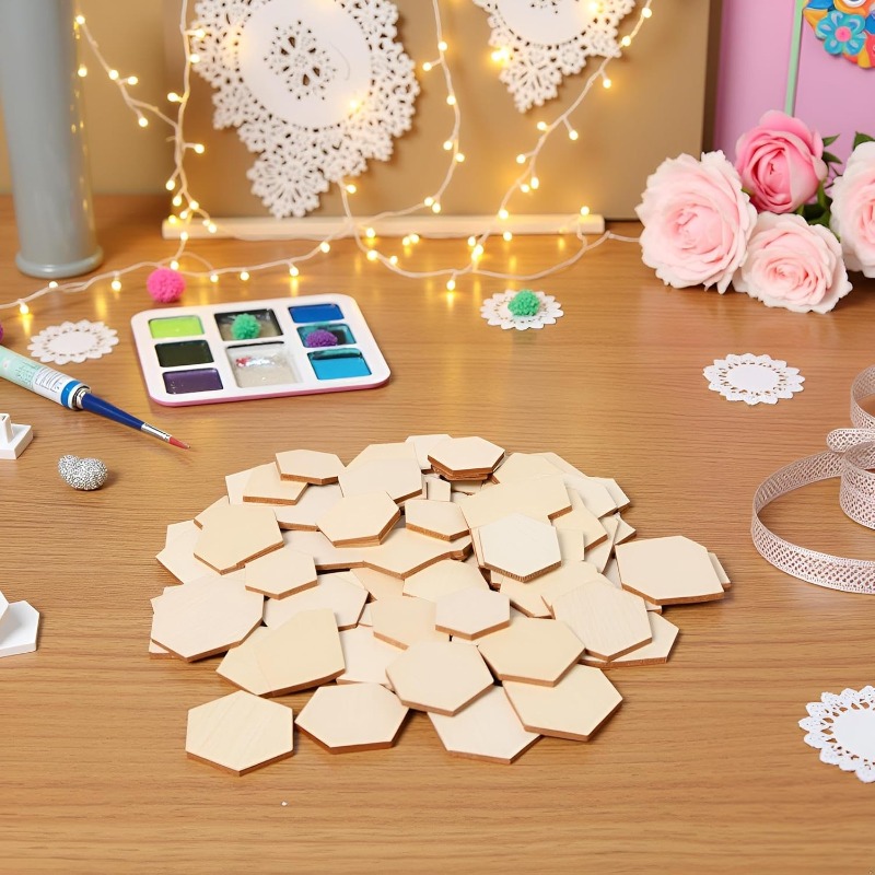 50PCS 4CM Unfinished Wood Hexa - đánh giá và giá Oud Wood Chip