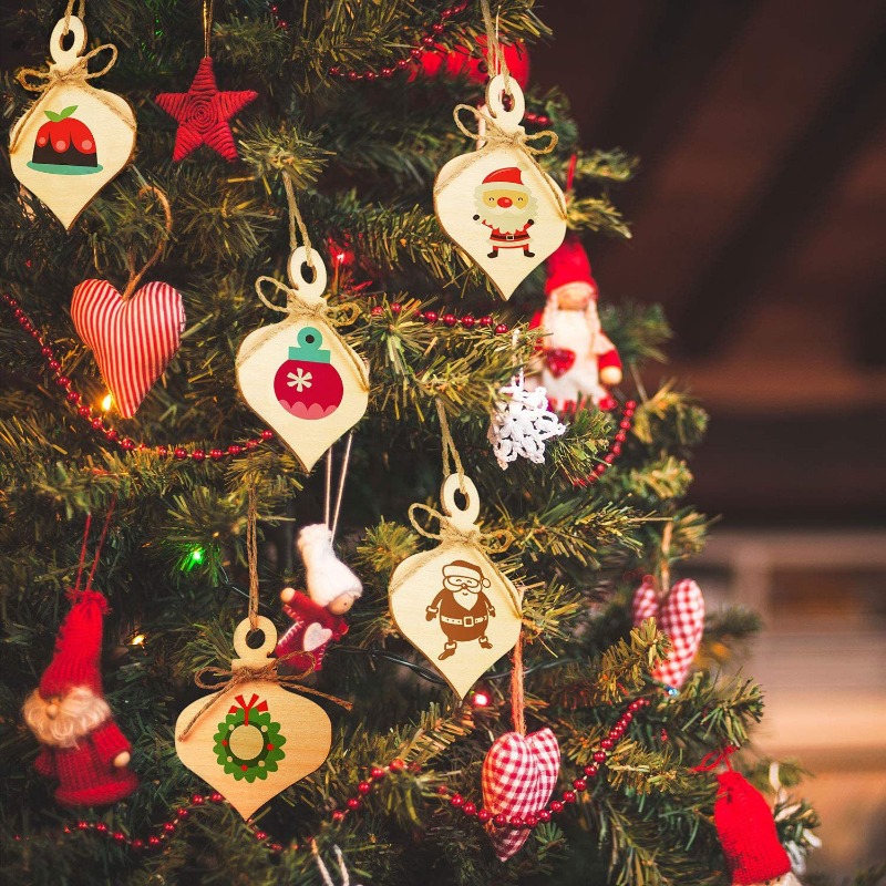 10PCS Christmas Wooden Hanging - đánh giá và giá Oud Wood Chip