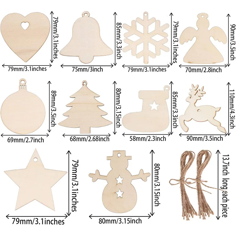 10Pcs Unfinished Christmas Woo - đánh giá và giá Oud Wood Chip